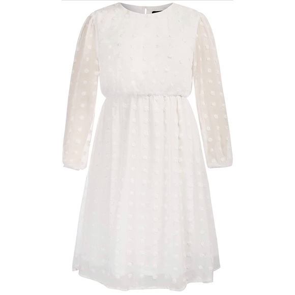 Chiffon Swiss Dot Empire Party Dress with Sheer Long Sleeves 💕 Plus Size 22/24 - Picture 2 of 7